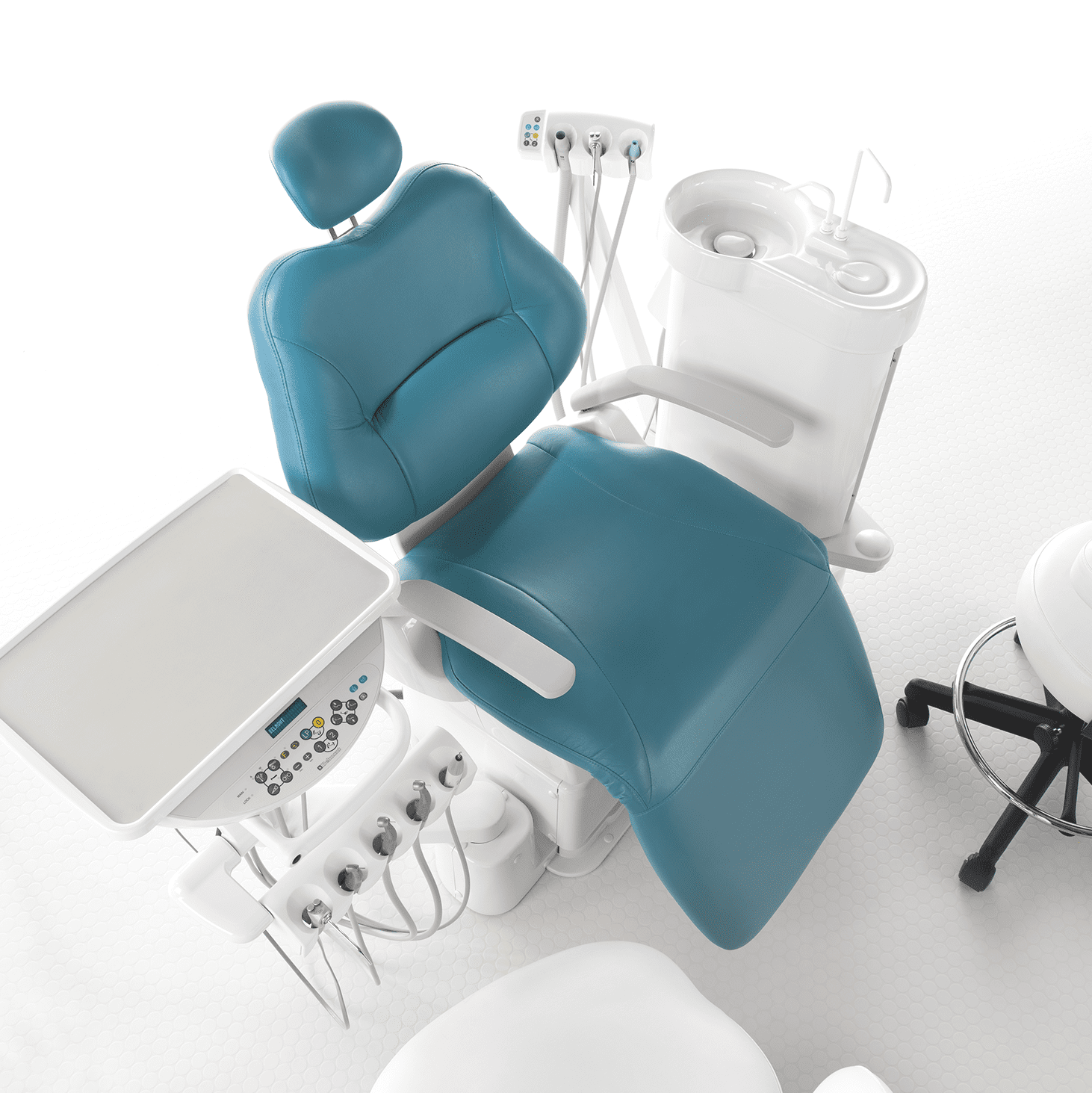 Belmont Cleo II in Teal knee-break dental chairs