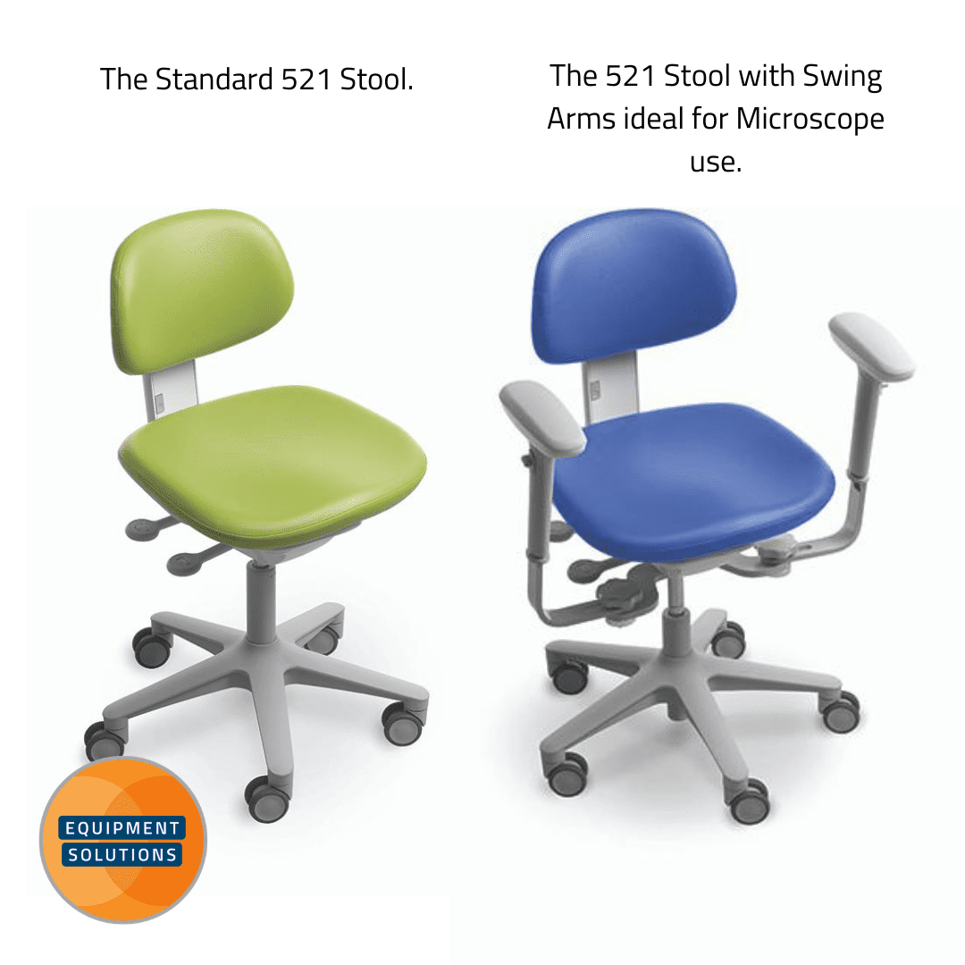 The A-dec 521 dental stool comes with or without armrests