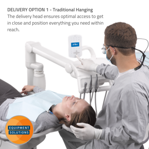 A-dec 500 Dental Chair now has a NEw delivery head which smoothly and precisely situate the delivery where you want it