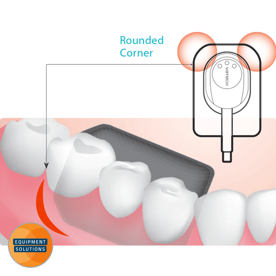 Vatech HD X-ray Sensor offers has rounded corner to support positioning and comfort