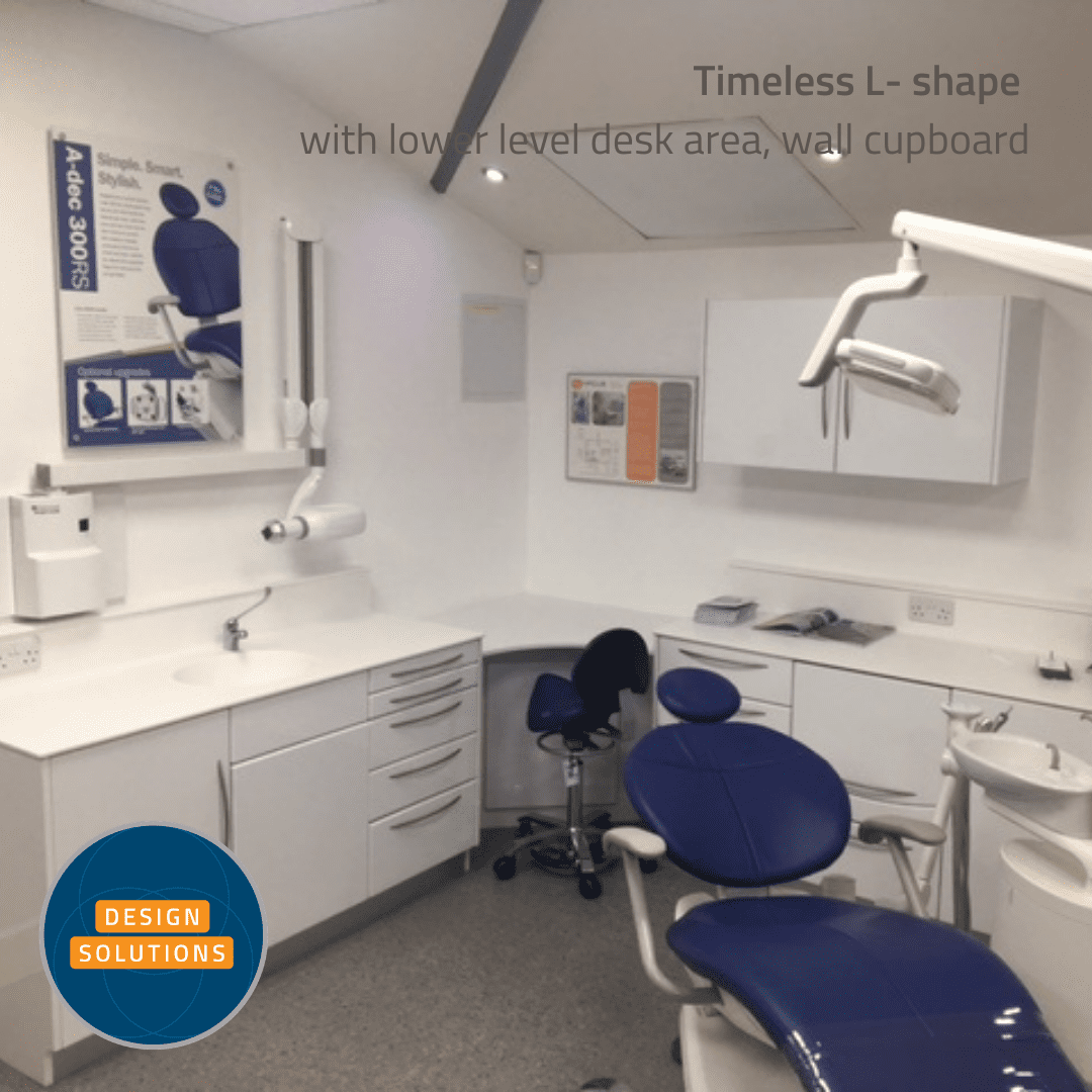 Traditional L Shaped Dental Cabinetry with wall cupboard included