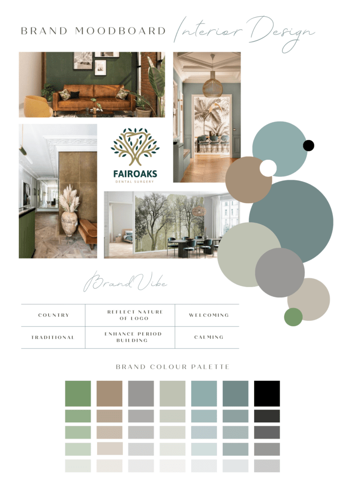 Interior Design brand Moodboard -Fairoaks Dental